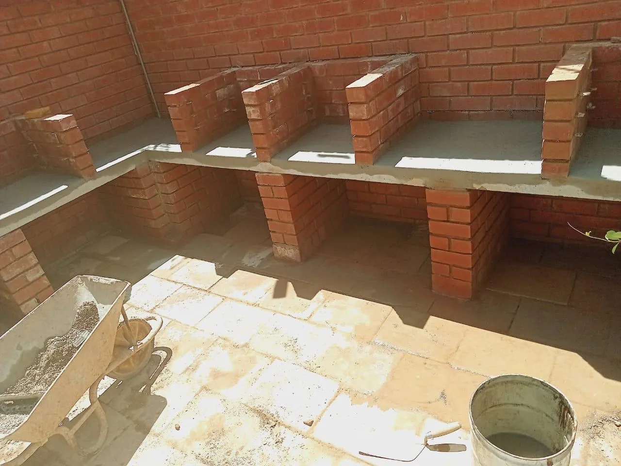 Built-in braai mid-construction
